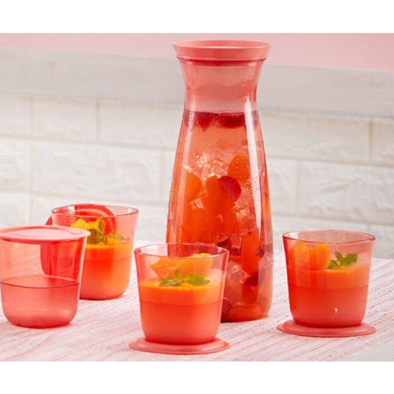 Clear pitcher + crystalline low glass