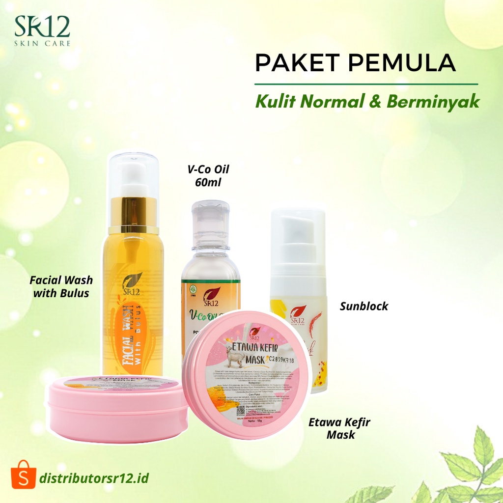 PAKET PEMULA SR12 PERAWATAN WAJAH BPOM KULIT NORMAL KUSAM FLEK HITAM BEKAS JERAWAT DAN KOMEDO - SR12