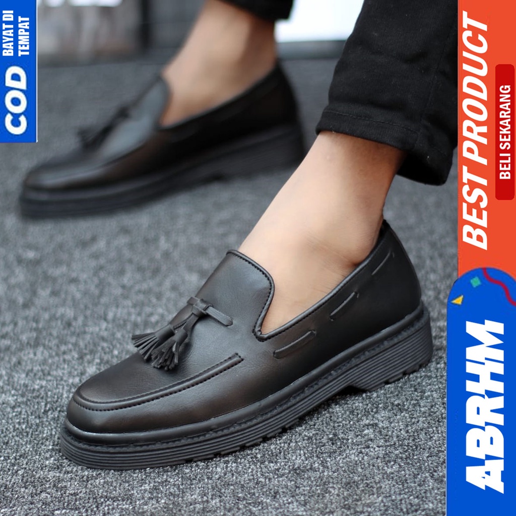 Sepatu Pantofel Docmart Formal Kerja Hitam Pria Abrhm Lulja