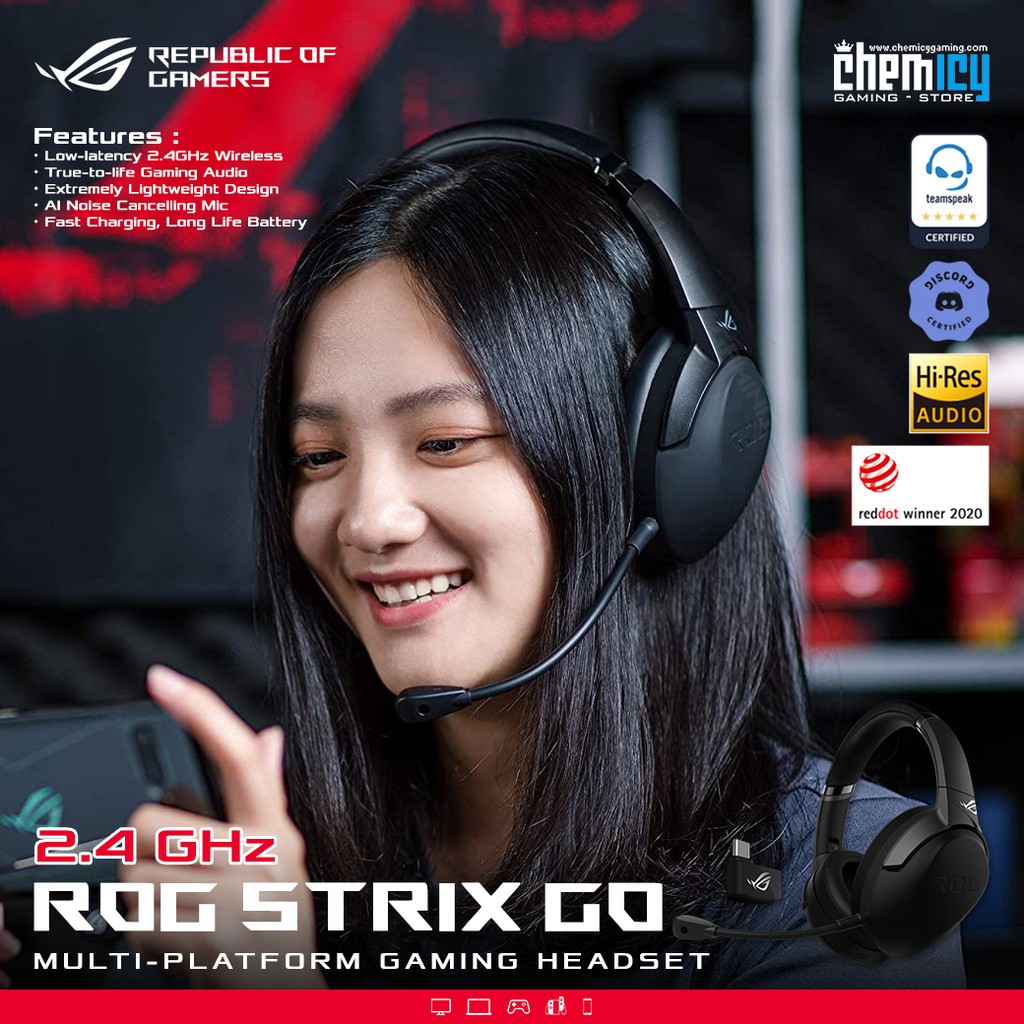 Asus ROG Strix GO Wireless Gaming Headset with AI Noise Cancelling