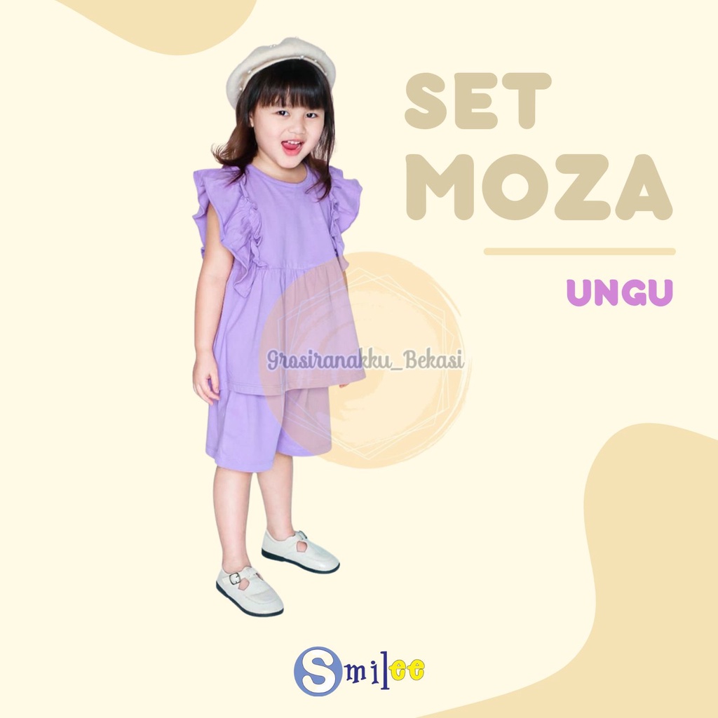 Setelan Anak Kaos Smilee Moza Warna Ungu Size 1-5Thn