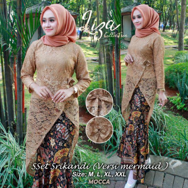 TERLARIS - SET KEBAYA SRIKANDI BRUKAT MODERN / KEBAYA TUNIK KURUNG KEKINIAN / KEBAYA NIKAH KONDANGAN / SALEM MOCCA NAVY SILVER-Set coksu