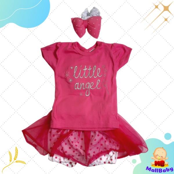 Baju Bayi Perempuan 2 3 4 5 6 9 Bulan Setelan Pakaian Bayi cewek Celana Tutu Little Angel