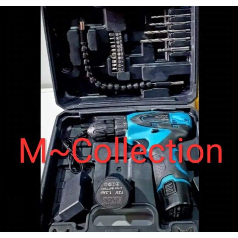 Bor 2 Baterai Boky 10mm 12V Cordless Charger Set Koper Baru Bs COD