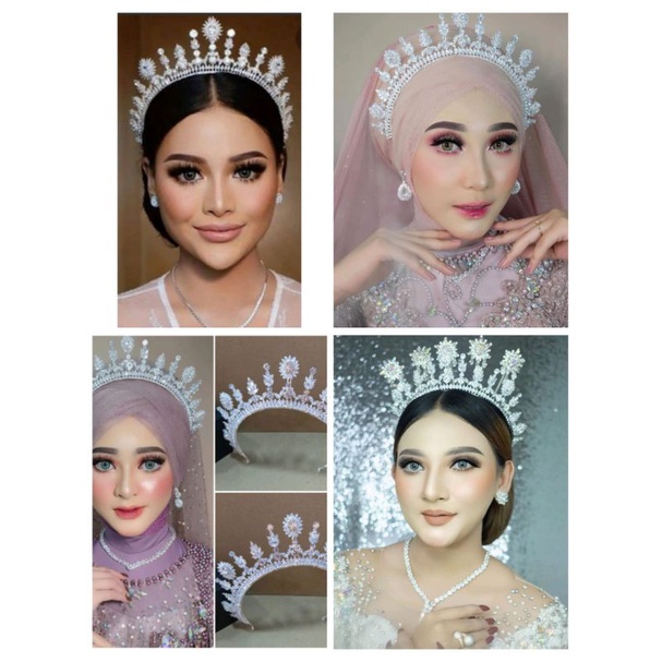 Mahkota Aurel Aksessoris pengantin batu zircon/Mahkota ini Aurel /kalung Aurel lapis emas 24 k