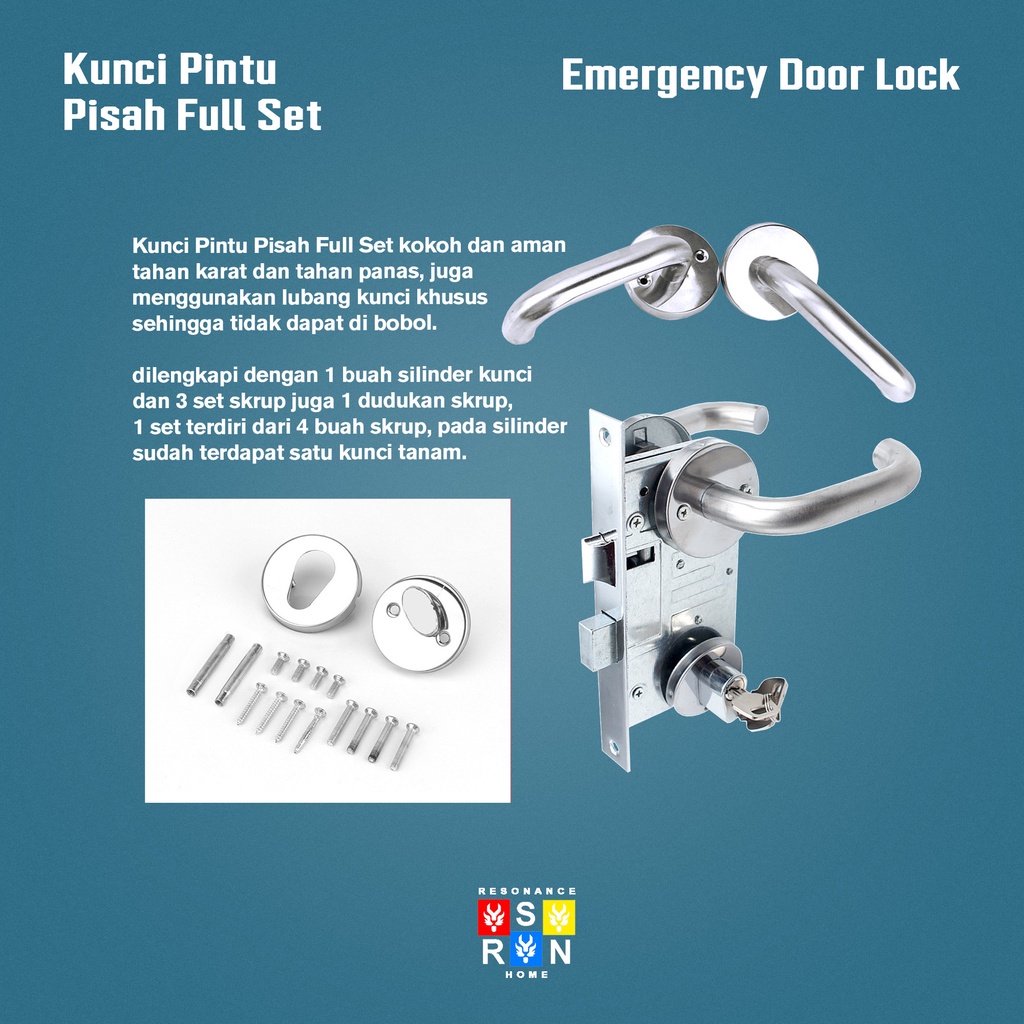 Set Handle Kunci Pintu Pisah Gagang Pintu Premium Door Lock Resonance Home