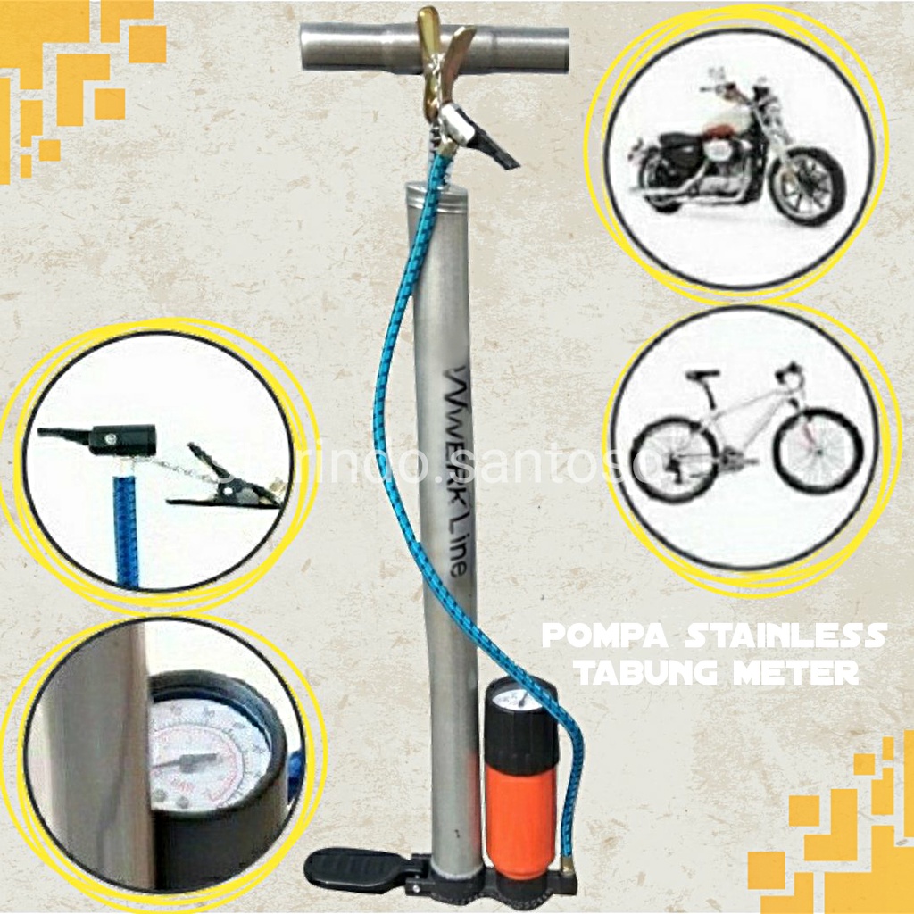 POMPA BAN Stainless roda sepeda bola kolam besar tabung meter ukuran panjang 60 cm Werk Line