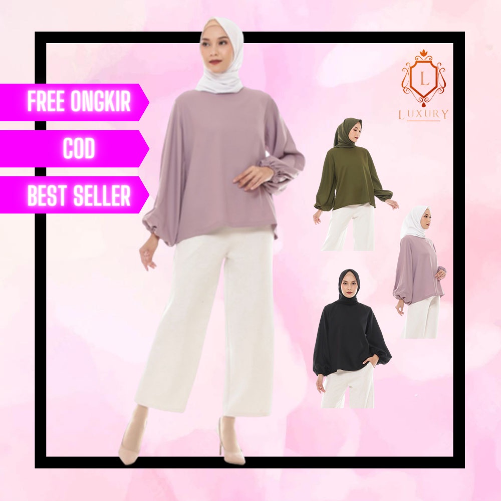 Blouse Hijab Viral Modern Model Kerja Cewek Lebaran Baju Ori Murah Atasan Tunik Setelan Lengan Panja