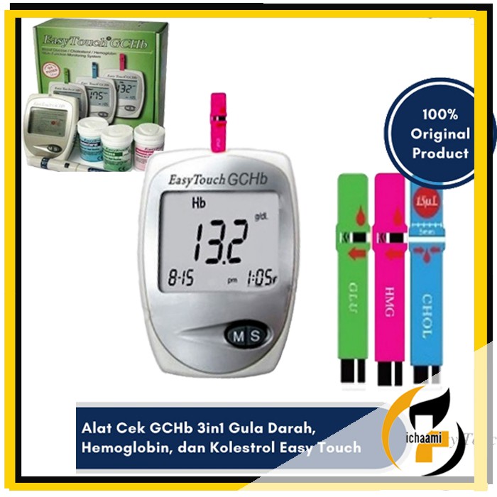 Alat Cek HB Tes Hemoglobin Easy Touch GCHb 3 in 1 Bisa Cek Gula Darah Kolesterol Original Free Ta