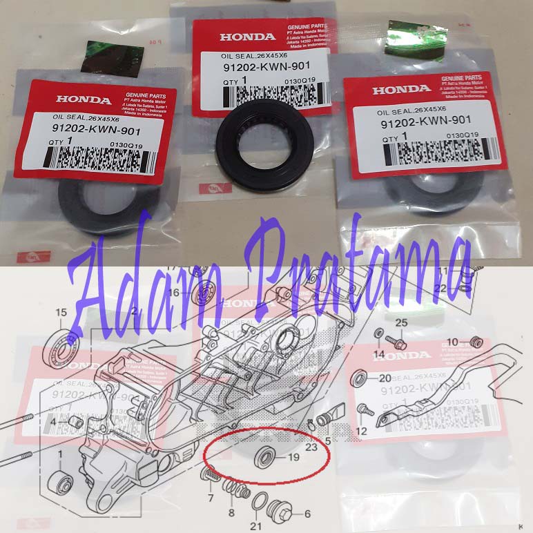 Sil Kruk As Honda Vario 125 Old Vario 125 150 Led Pcx 125 Seal CVT 91202-KWN-901 Seal Krek As Vario