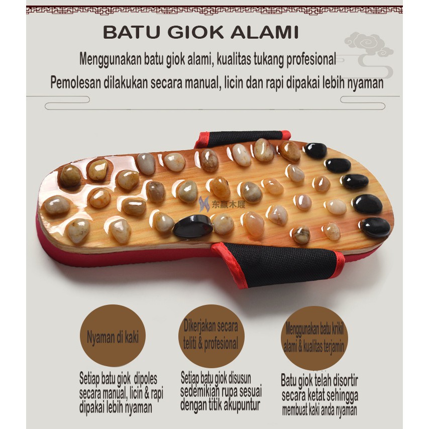 Sandal Batu Giok Kesehatan Refleksi Sandal Terapi Sandal Pijat Massage Sandal Akupuntur