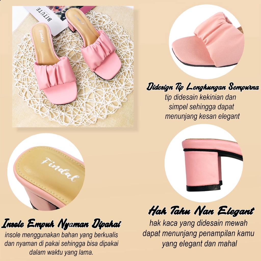 FD Heels Wanita Cantik Sendal Hak Tinggi Model Manis Sandal Lokal Pesta Formal &amp; Semi Formal HL-001