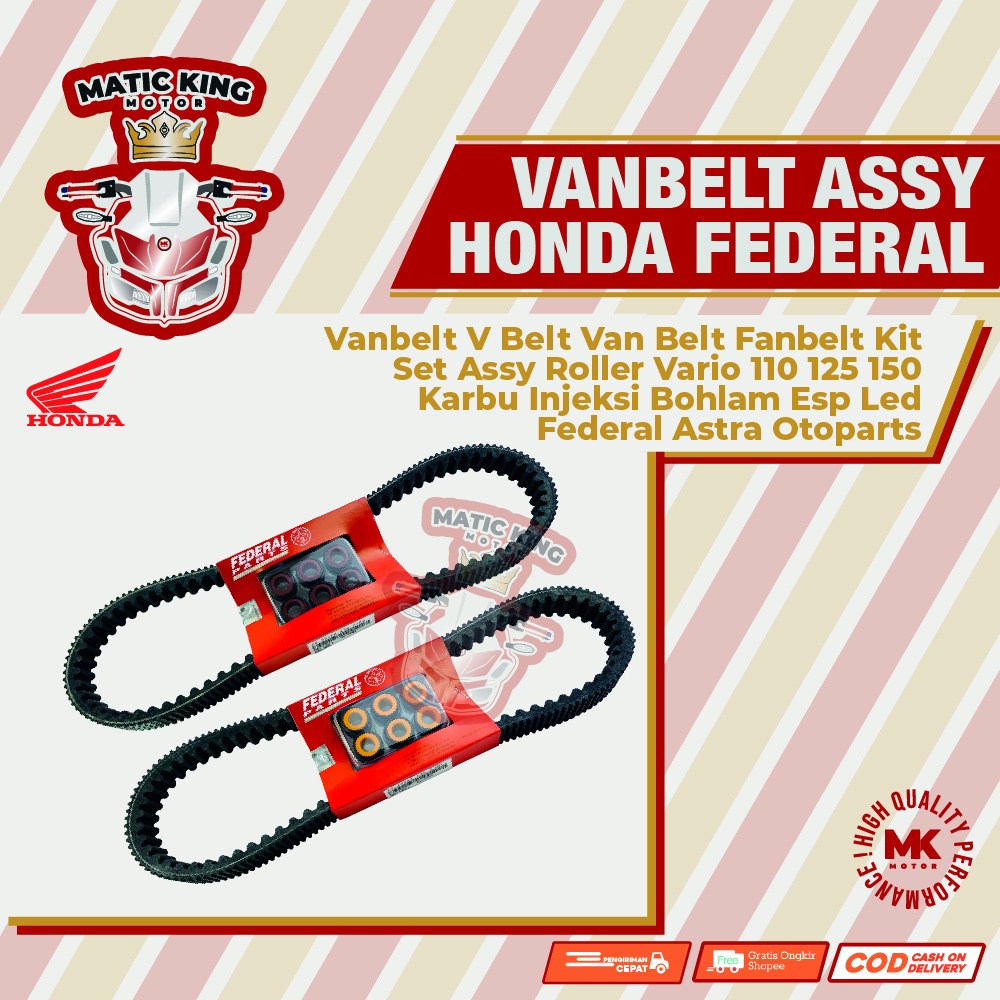 Vanbelt v belt van belt fanbelt kit set assy roller Vario 110 125 150 karbu injeksi Bohlam  ESP LED FEDERAL ASTRA OTOPARTS