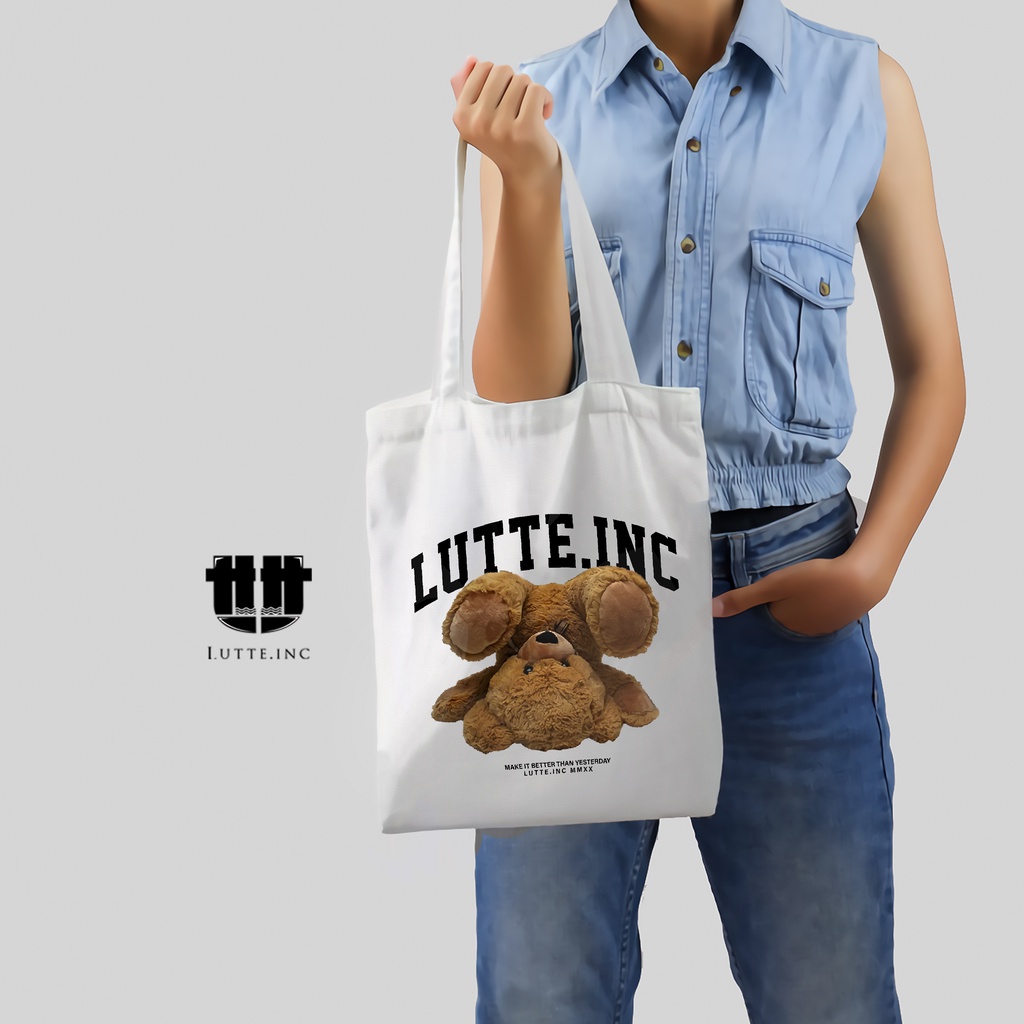 Totebag Kanvas Original Lutte.Inc Tote bag Premium Totebag Wanita Bear Series