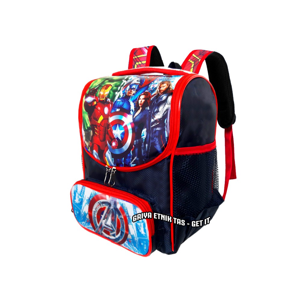 Tas Sekolah Anak Laki laki TK Paud Mini Spiderman Avengers Kapten Amerika Lunch Bag