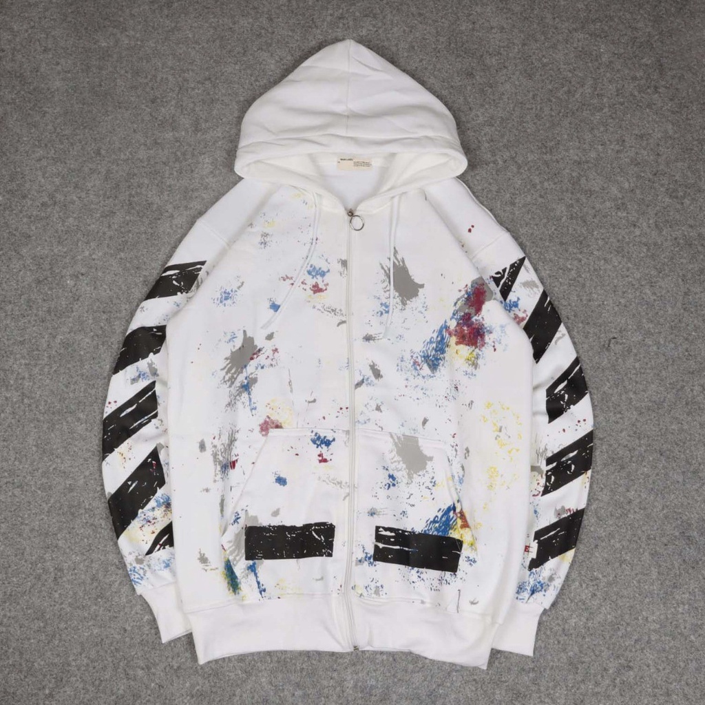 JAKET OFF WHITE GALAXY PUTIH FULL TAG & LABEL | SWEATER HOODIE JAKET ZIPPER OFF WHITE GALAXY PREMIUM