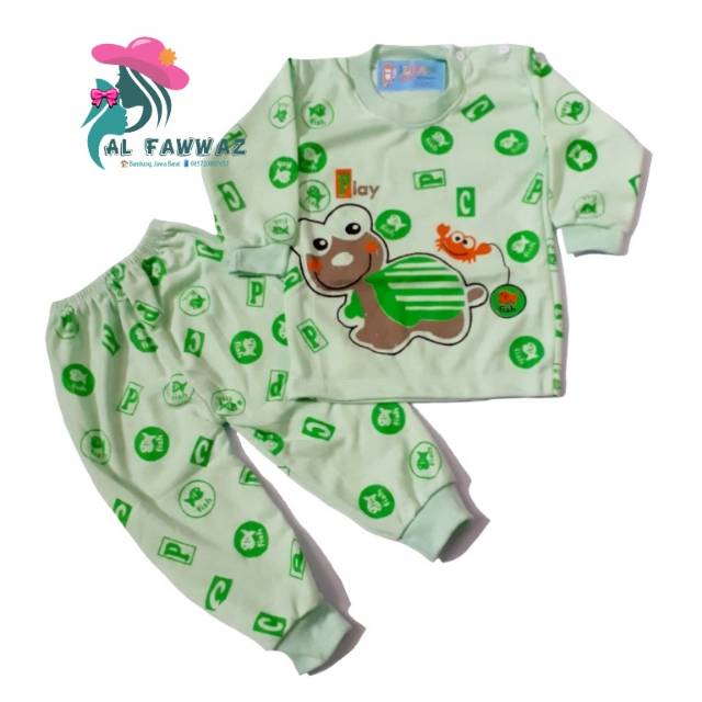 Setelan panjang bayi motif kura-kura