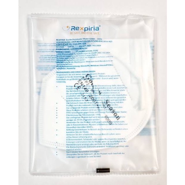 REXPIRIA | Masker KN95 3D FFP2 NR Filtering Half Mask