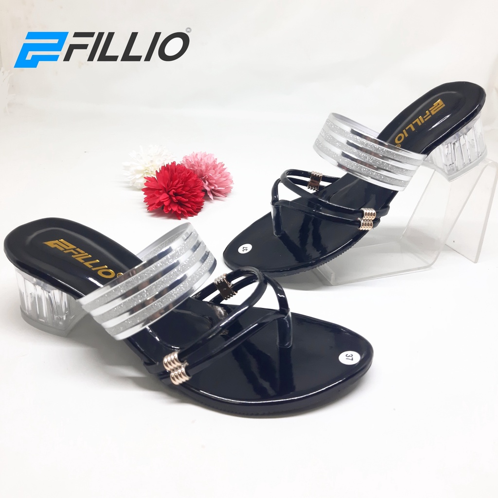 Sendal Heels Wanita Slip Fillioz 204 / Hak Kaca 5cm