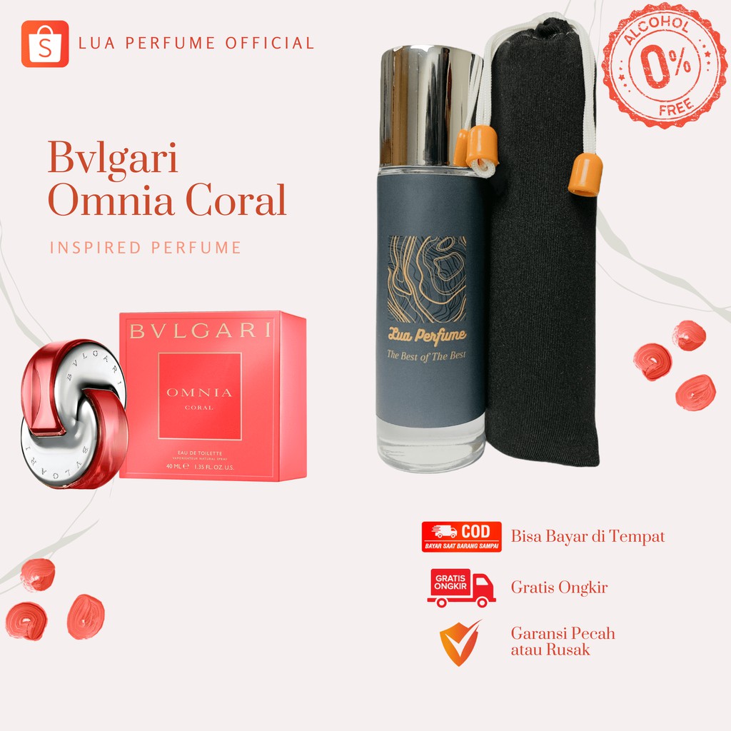 Parfum Wanita Tahan Lama 24 Jam Bulgari Omnia Coral Non Alkohol Aman di Pakaian dan Dikulit