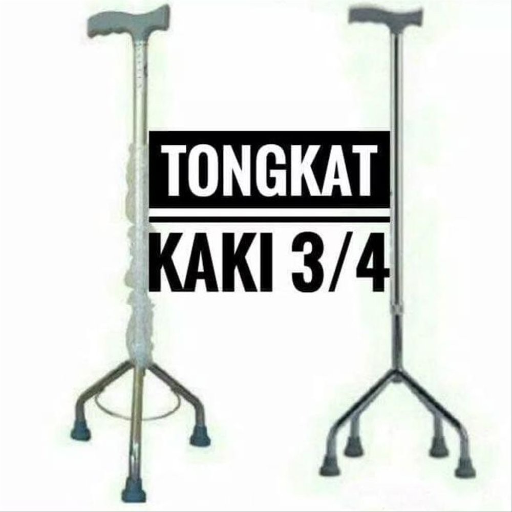 Alat bantu jalan tongkat kaki 3 atau kaki 4 untuk manula orang tua