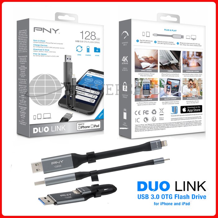 Flash Disk Pny Duo Link For Iphone Ipad Otg Iphone 128gb Usb 3 0