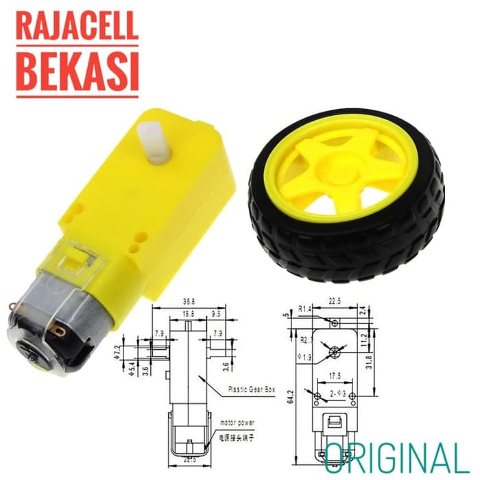 Motor DC Gearbox + Roda Besar Smart Car Balancing line follower
