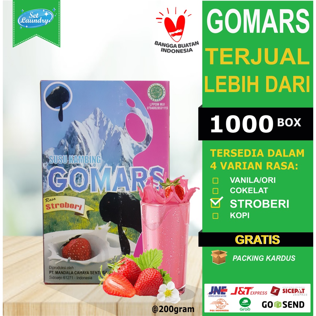 

[GROSIR] G0MARS Rasa STROBERI - Susu Kambing Etawa bubuk kemasan kotak @ 200 gram BPOM & ED terbaru