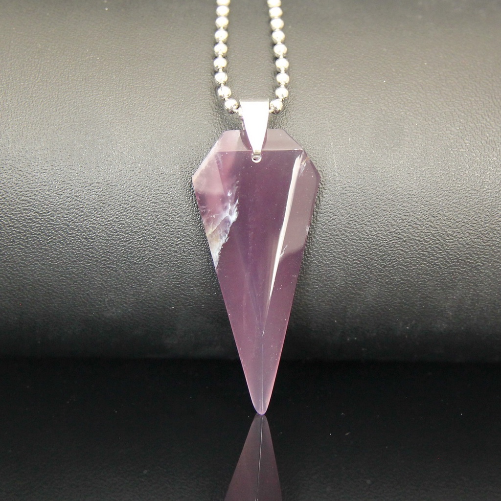 Kalung Liontin Batu Kecubung Asihan Natural Purple Chalcedony LT1117