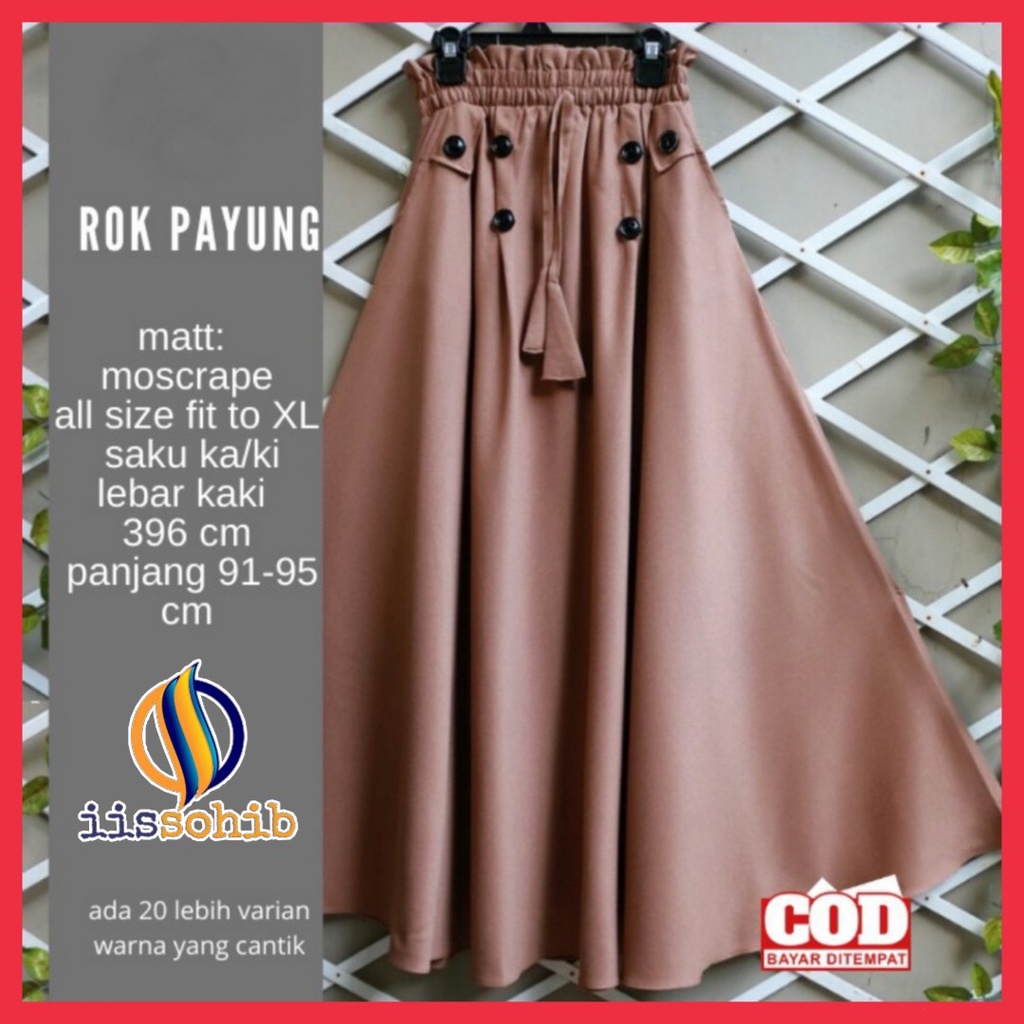 Rok Panjang Korean Style Rok Payung Wanita Muslimah All Size To XXL