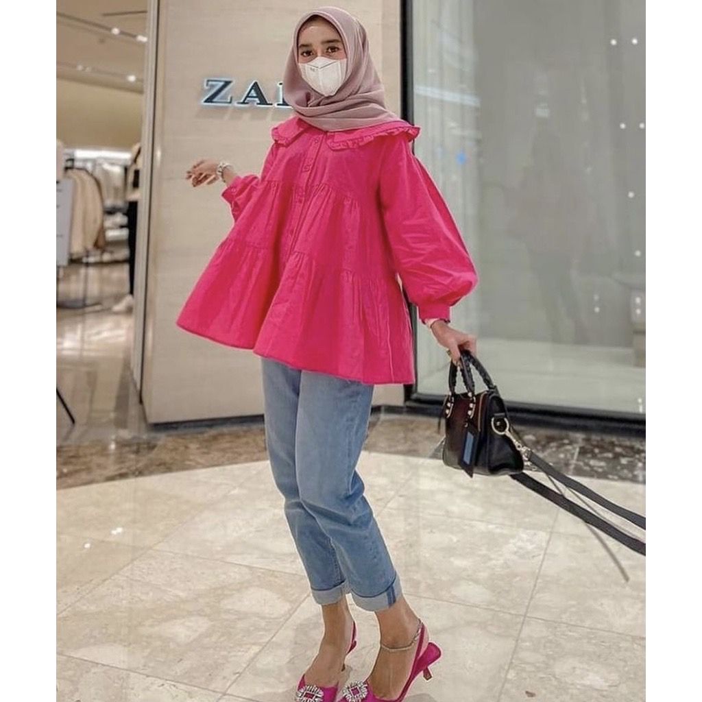 1KG MUAT 5PCS | KALITA BLOUSE RUFFLE FULL KANCING BUSUI HITS OOTD SELEBGRAM FASHION GROSIR MURAH WANITA