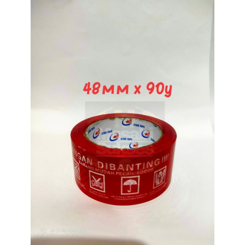 

LAKBAN FRAGILE MERAH 90Y STAR TAPE TEBAL