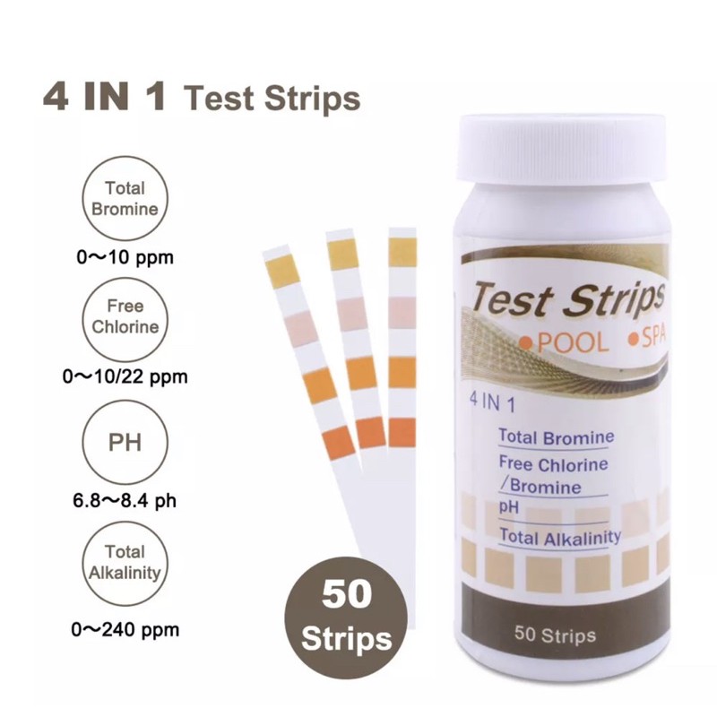 PH Test Strips 4 in 1 Test Strips Free Chlorine Bromine Measurement Alkaline Acid swimming pool SPA 