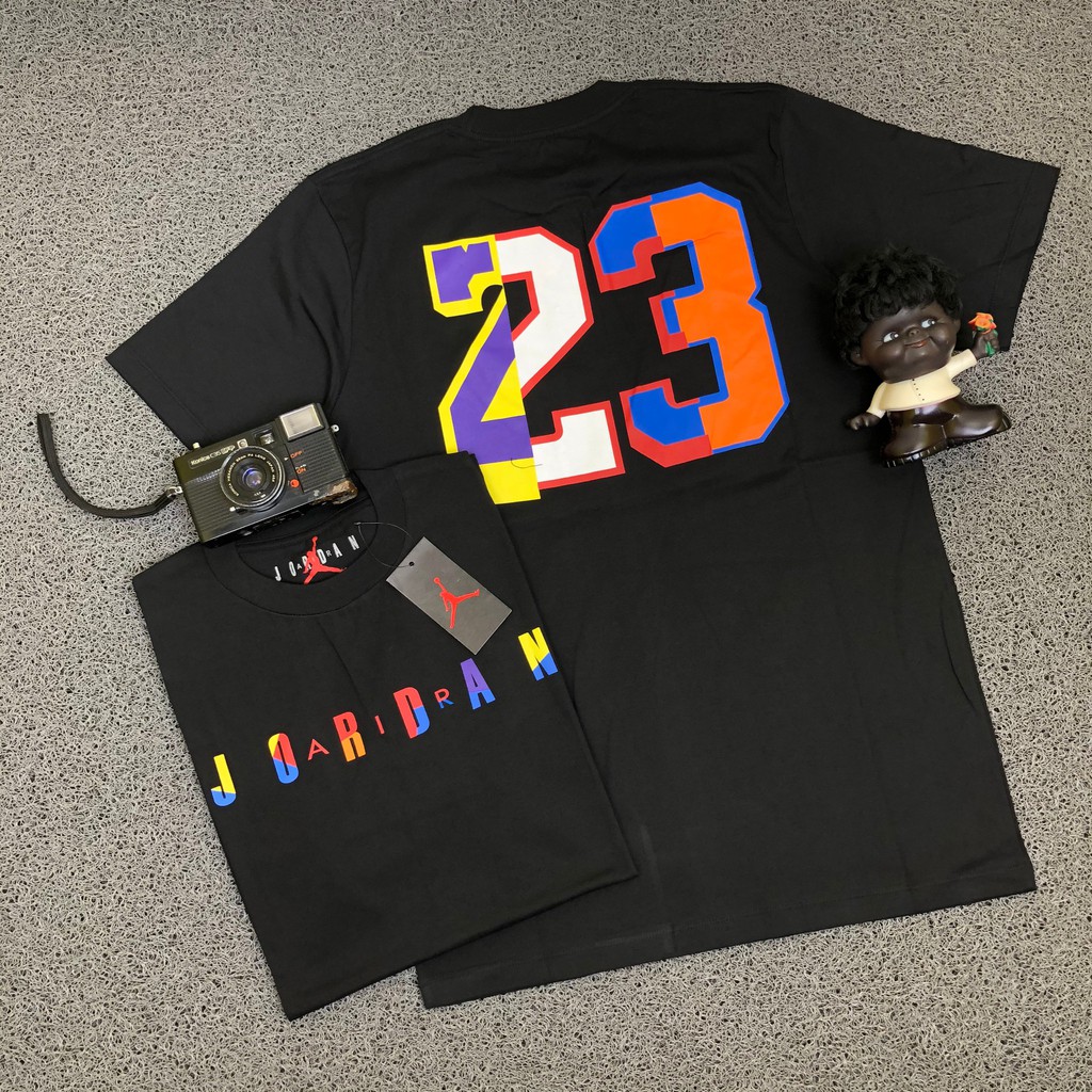 KAOS NIKE AIR JORDAN JUMP MAN 23 LOGO FONT TEXT COLORFUL BACK