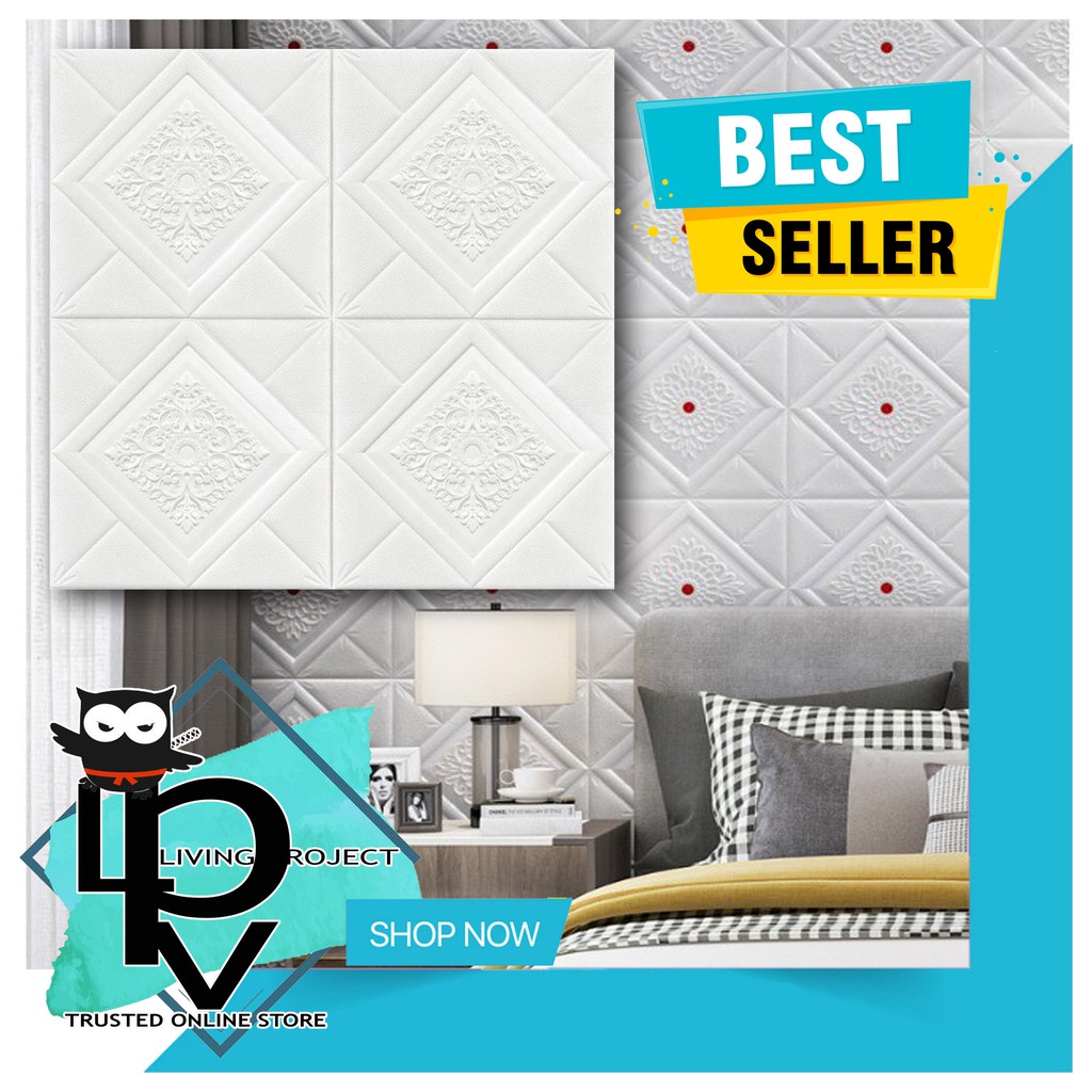 Sticker wallpaper dinding 3d foam Motif Batik Model rumah konsep industrial minimalis modern-BATIK TATAMI