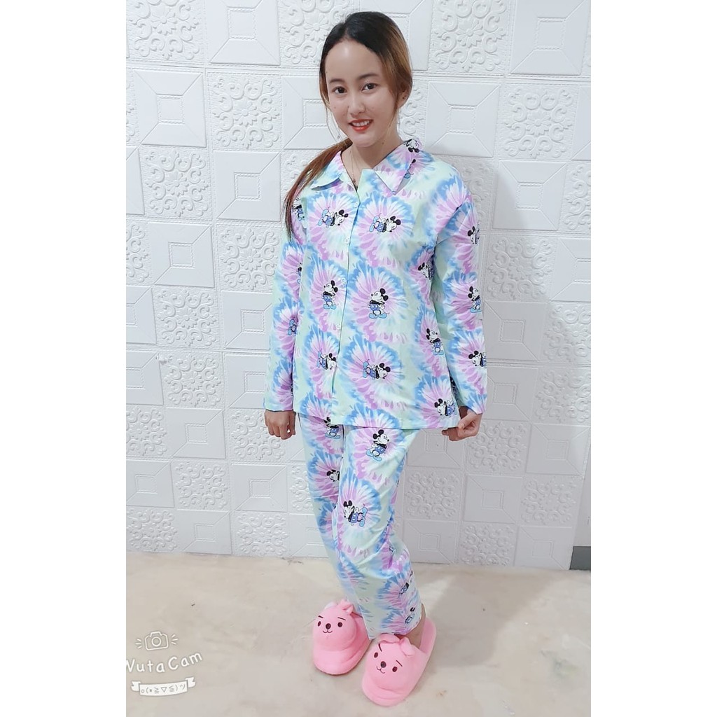 Galaxy Longsleeve Set - Baju Tidur Kemeja Tie Dye Set / Daily Set / Piyama Set PP Fit XL Part 2