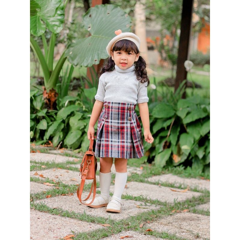 Rok Anak Pendek Poppy Skirt Anak Perempuan / Rok Span Tartan Kotak Anak Perempuan Usia 1-6 Tahun