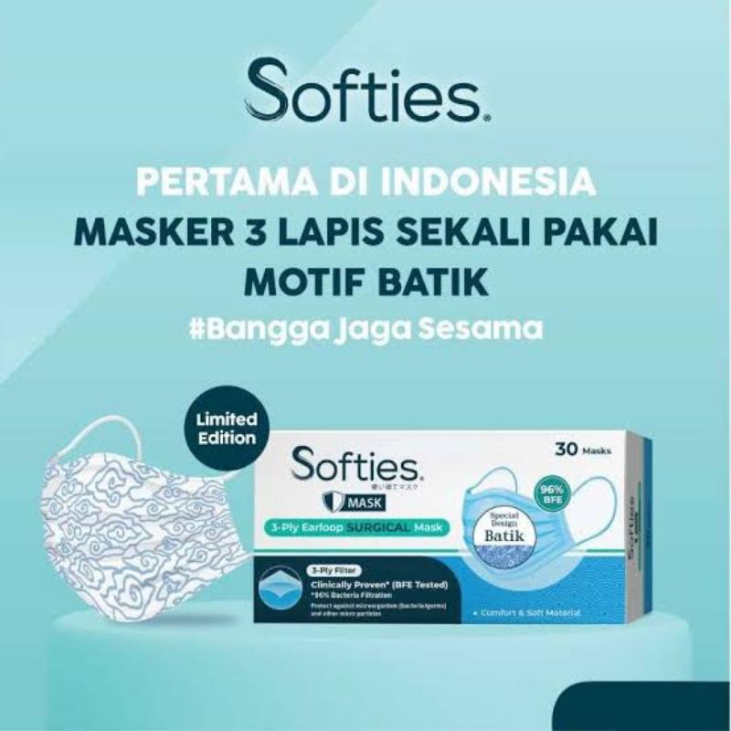 Masker MEDIS lbh aman Softies Surgical Batik Medis Batik MASKER SENSI LIMITED EDIITION