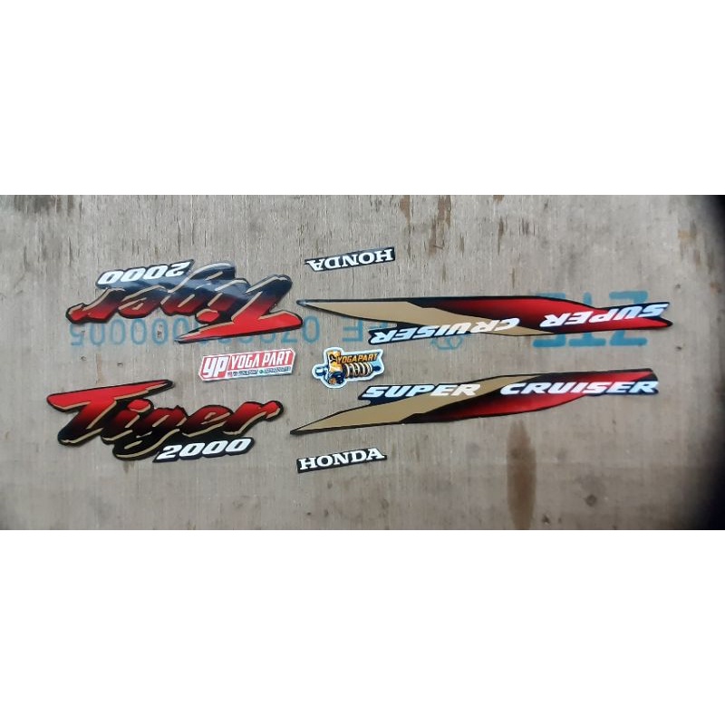 striping stiker body honda tiger lawas 2000 warna  body hitam merah coklat terbaru