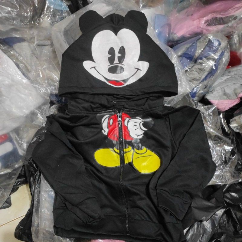 BPS COD Jaket Anak KID MICKEY mouse tikus abu hitam sablon kids 3-5 tahun-1