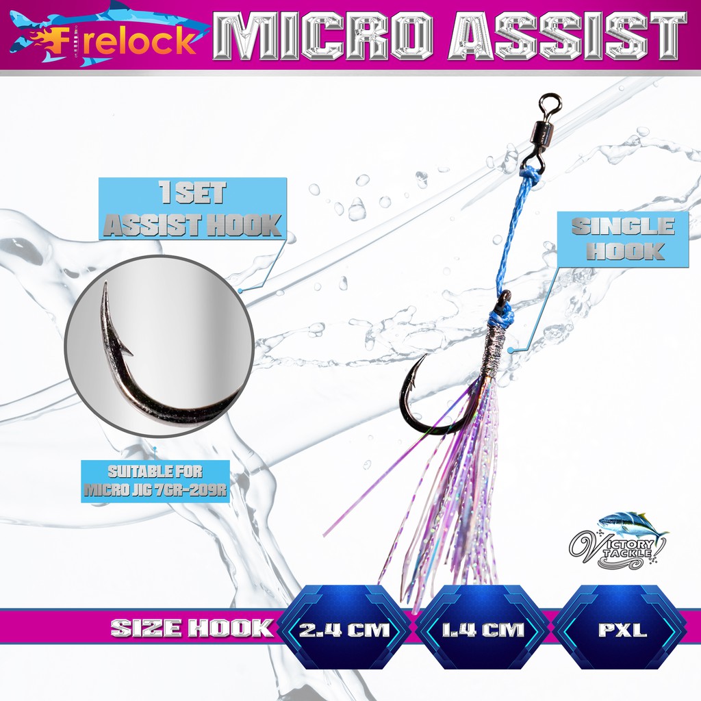 MICRO ASSIST HOOK FIRELOCK / MICRO SINGLE HOOK SUITABLE FOR JIG 7 - 20 GRAM REKOMENDASI UNTUK MICRO JIG