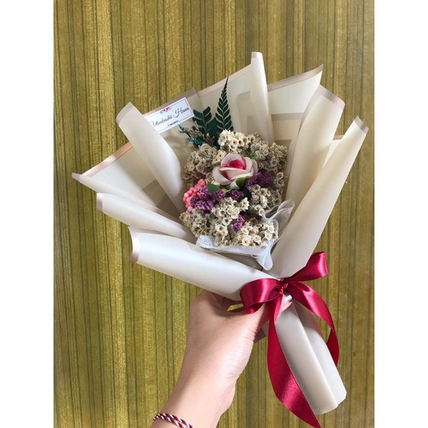 Buket bunga kering mix mawar artificial palsu buket bunga kering asli buket booquet bueket bunga ker
