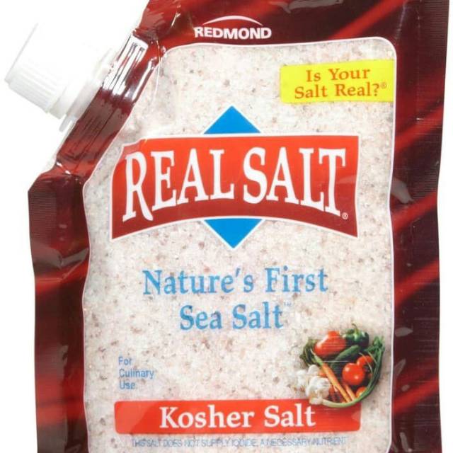 

Redmond Real Salt Nature's First Kosher Sea Salt Garam Laut Kasar Murni Halal Import USA