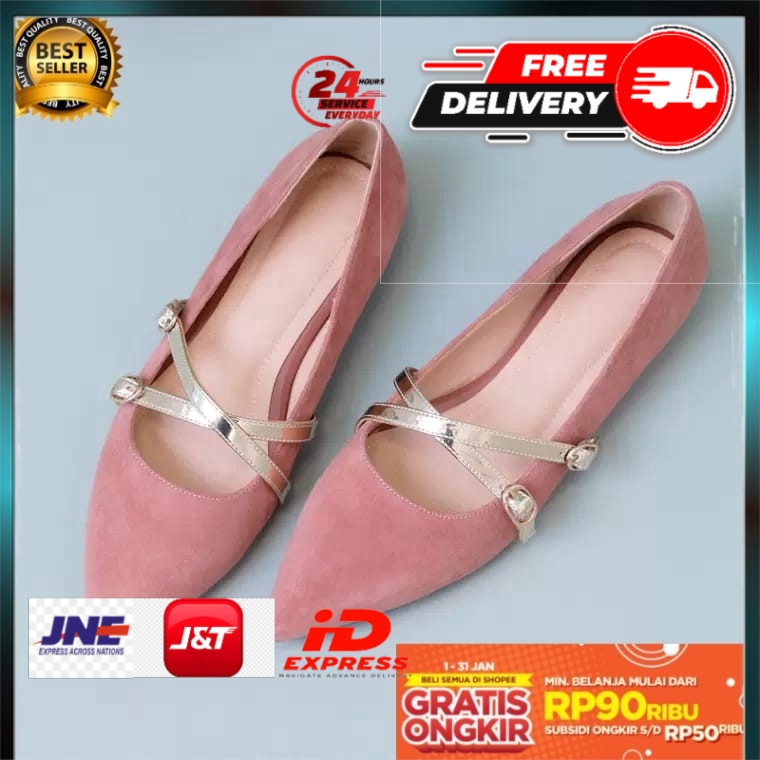 SEPATU WANITA TERBARU KEKINIAN IMPORT CASUAL BRANDED ORIGINAL RS14 FLATSHOES