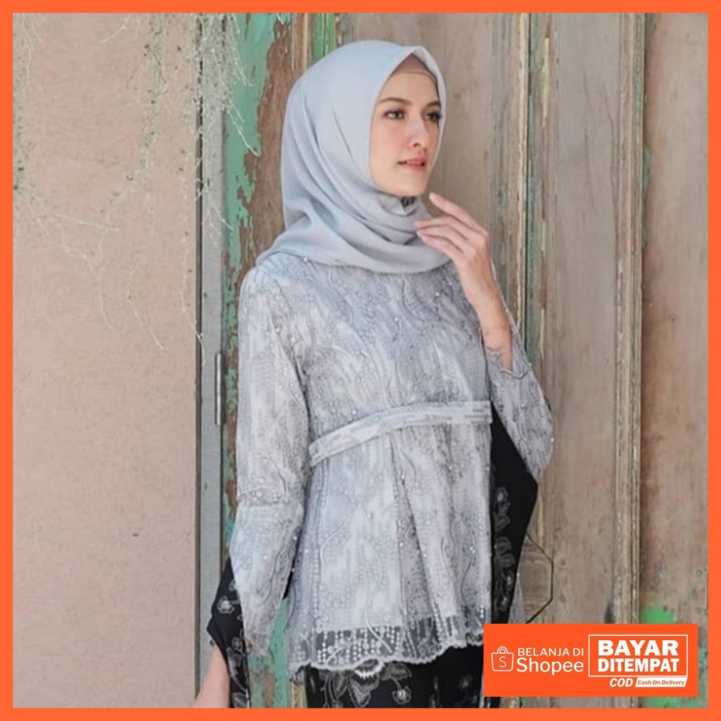 Kebaya Brukat Kebaya Kurung Brukat Kebaya Tunik Brukat Kebaya Modern Kebaya Wisuda Termurah Atasan Kebaya Murah-Bella Grey