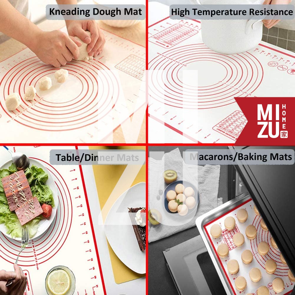 MIZU ROULEAU Non Stick Silicone Mat 60x40 cm Alas Adonan Tatakan Kue Baking Pastry Mat BPA-Free-2