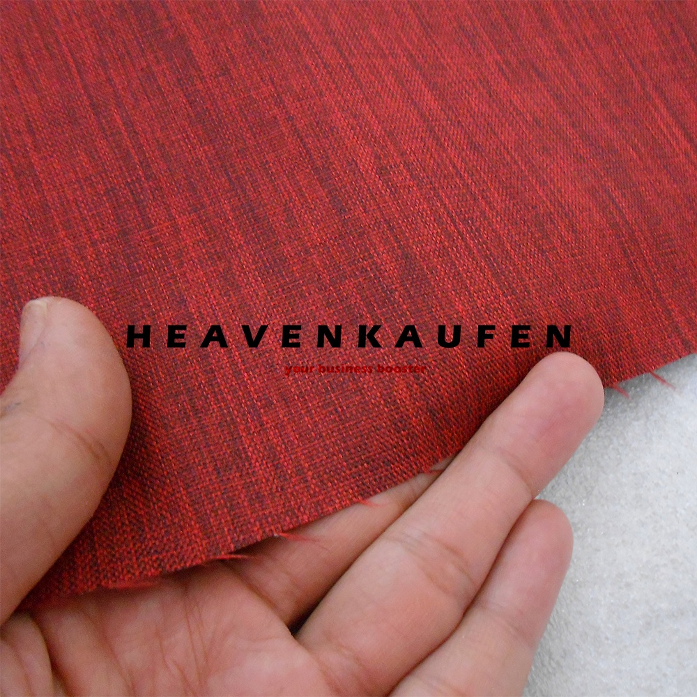 Bahan Kain Tas Polyester 300D Merah Motif Salur Toscana Coating PVC Meteran