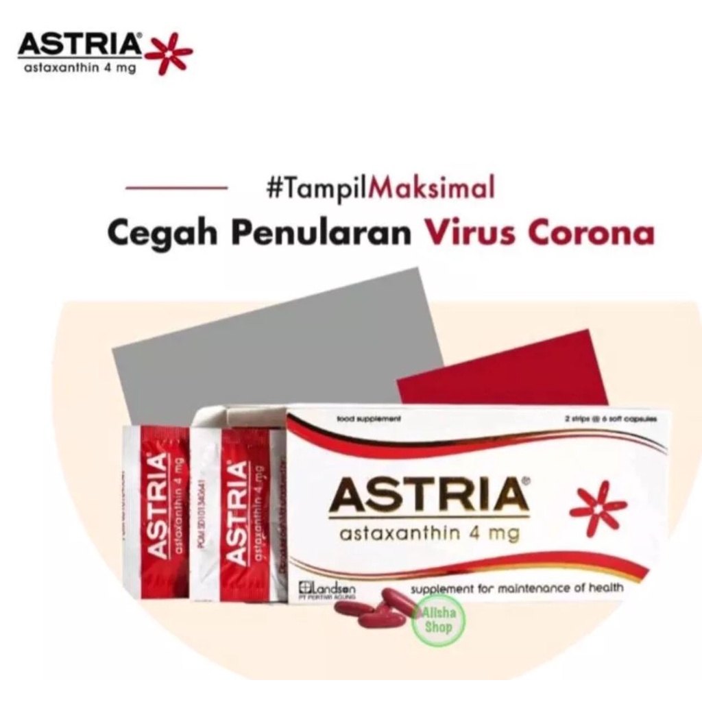 ASTRIA ASTAXANTHIN 4MG ISI 12 MULTIVITAMIN UNTUK MEMELIHARA KESEHATAN TUBUH