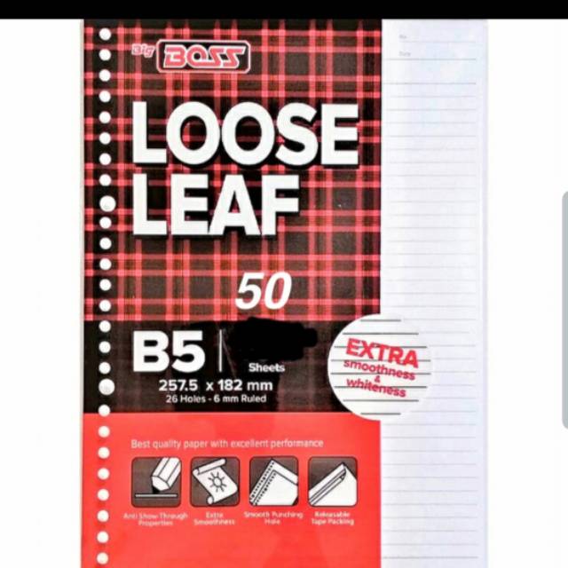 

Loose leaf B5 garis/ loose leaf B5 isi 50 lembar/ loose leaf binder/ binder kuliah/ loose leaf murah/ binder kuliah murah/binder kertas