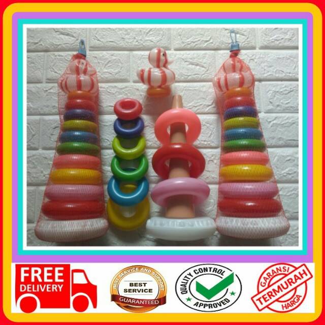MAINAN EDUKASI/ MAINAN BAYI / RING DONAT BEBEK/ MAINAN BAYI MENARA